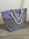 Borsa mare a righe blu con manici in corda - Follie by Alice