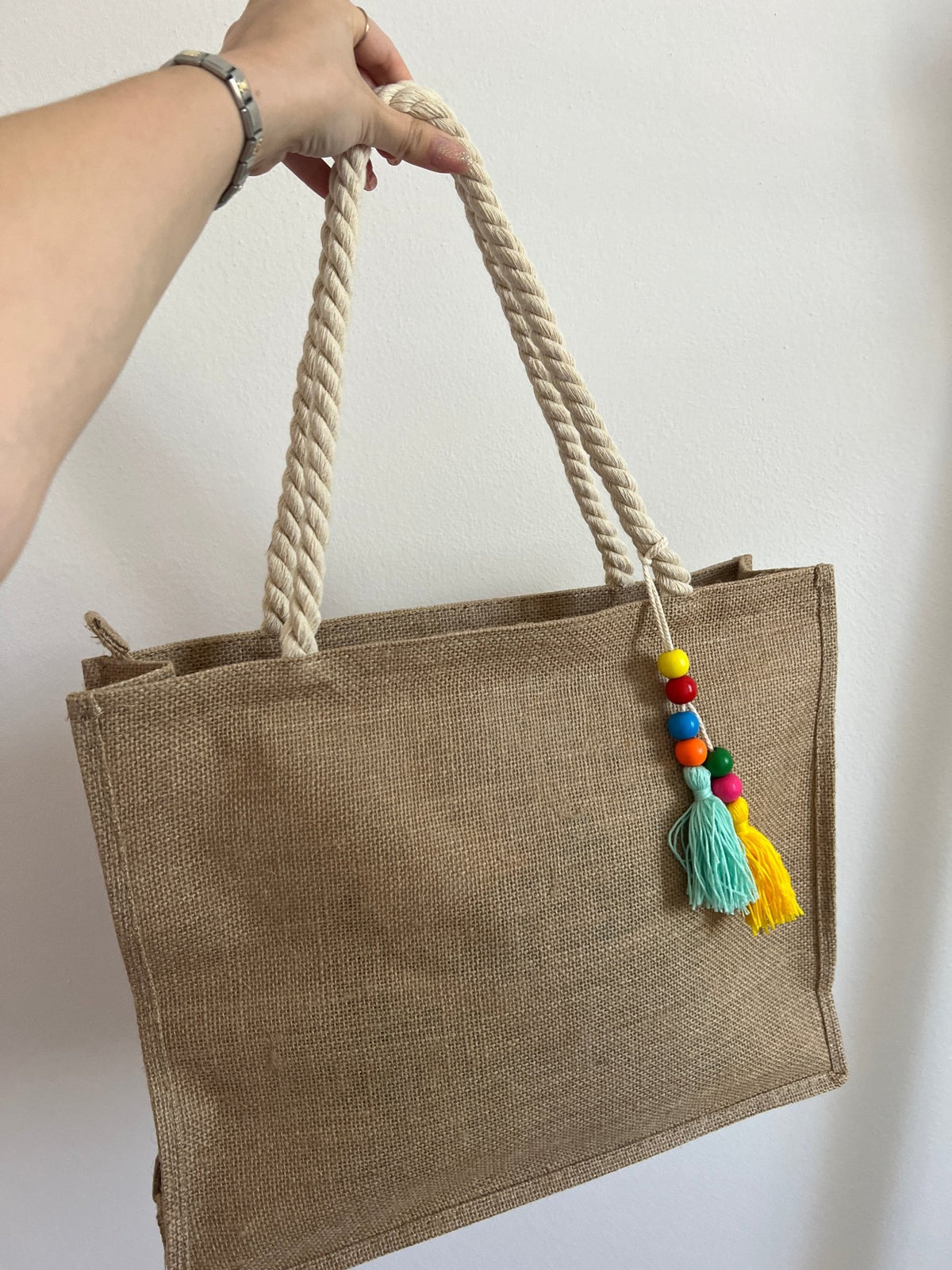 Borsa mare beige in juta - Follie by Alice Immagine principale del prodotto