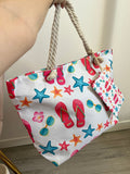 Borsa mare bianca con manici in corda e pochette - Follie by Alice
