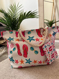 Borsa mare bianca con manici in corda e pochette - Follie by Alice