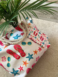 Borsa mare bianca con manici in corda e pochette - Follie by Alice