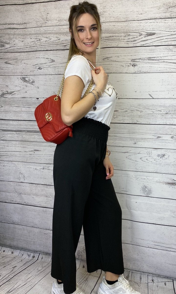 Borsa piccola rossa con tracolla in metallo e dettagli oro - Follie by Alice