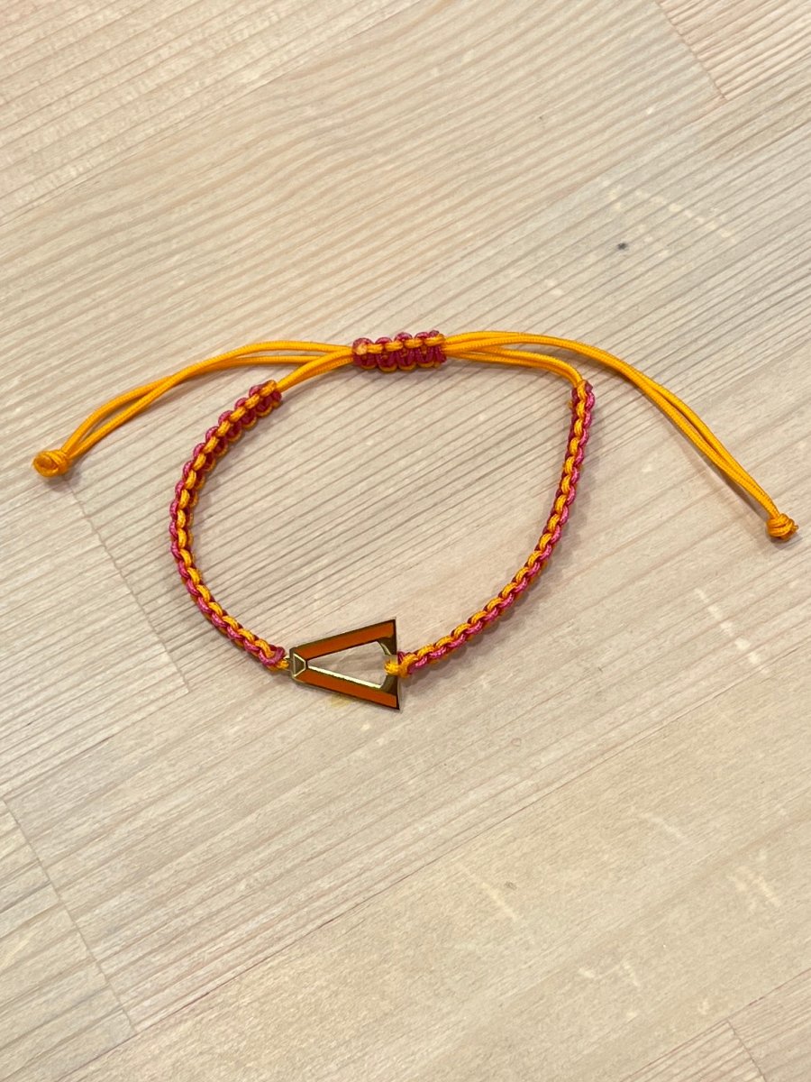 Braccialetto arancione con triangolo oro - Follie by Alice