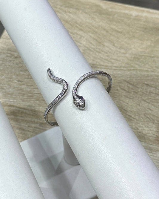 Braccialetto argento a serpente con strass