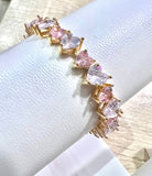 Braccialetto oro con perline rosa e argento - Follie by Alice