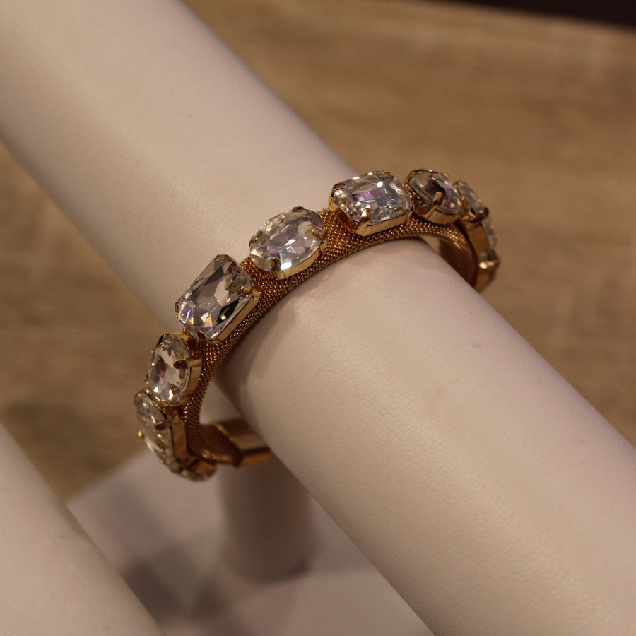 Braccialetto rigido oro con pietrine brillanti