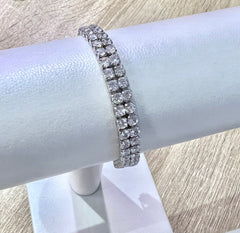 Braccialetto tennis argento con perline - Follie by Alice
