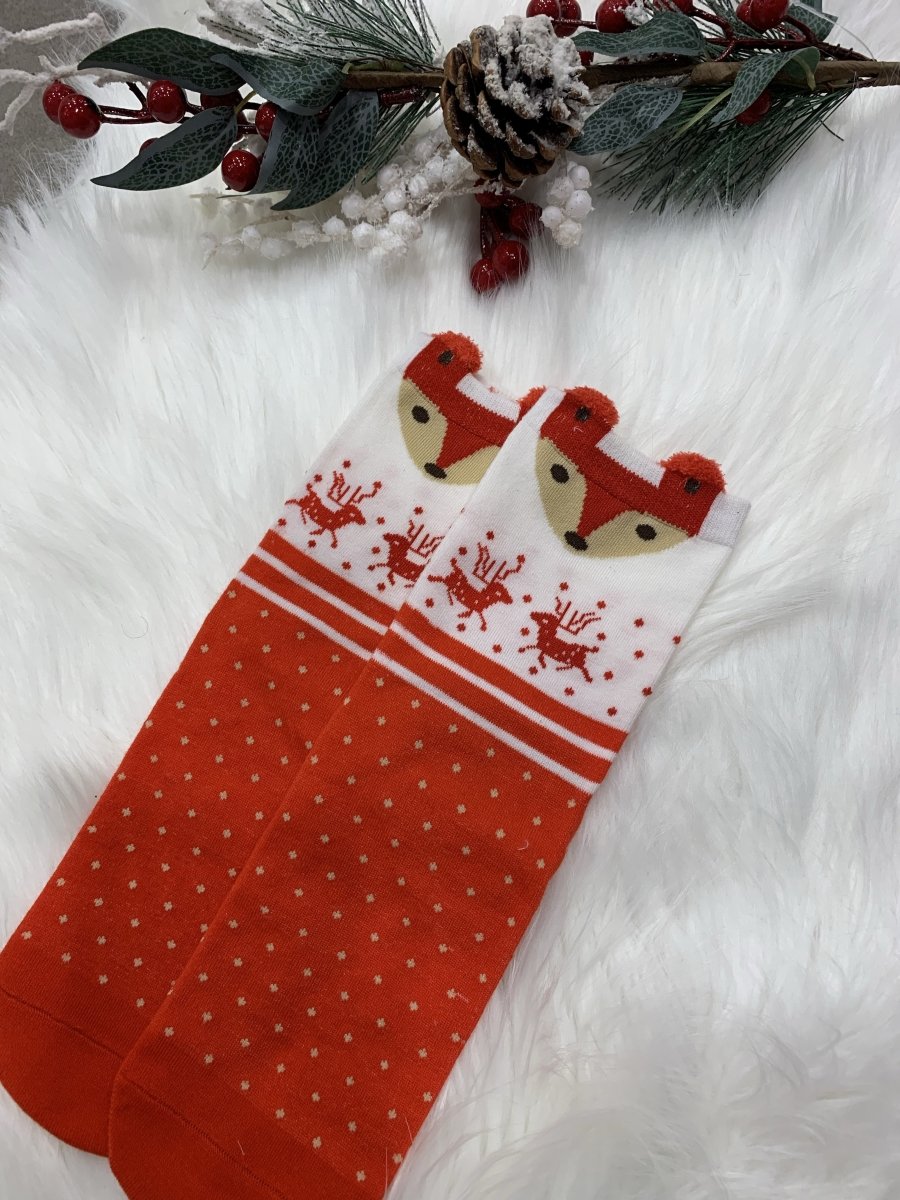 Calzini bianchi con fantasia natalizia e volpe - Follie by Alice