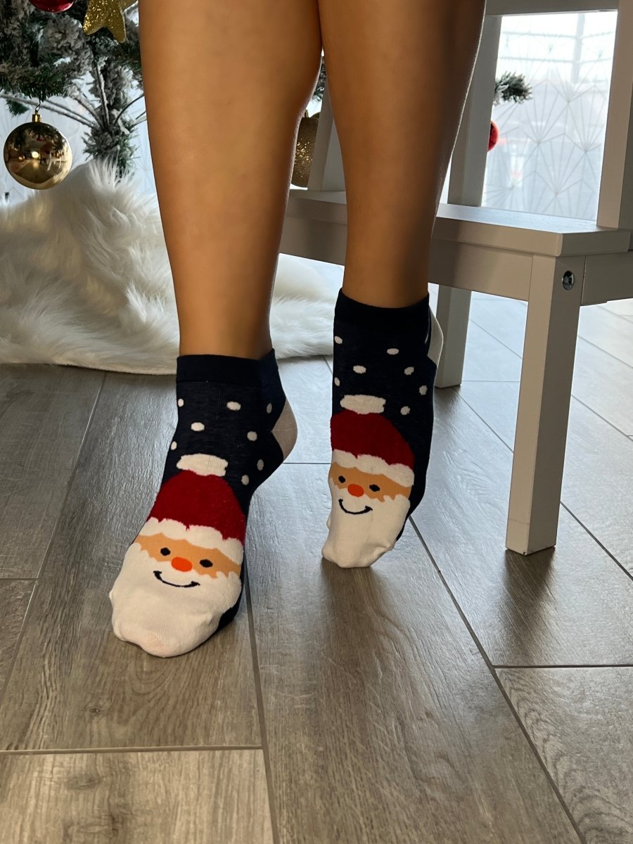 Calzini blu con ricamo Babbo Natale - Follie by Alice