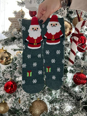 Calzini grigi con Babbo Natale e fiocchi di neve - Follie by Alice