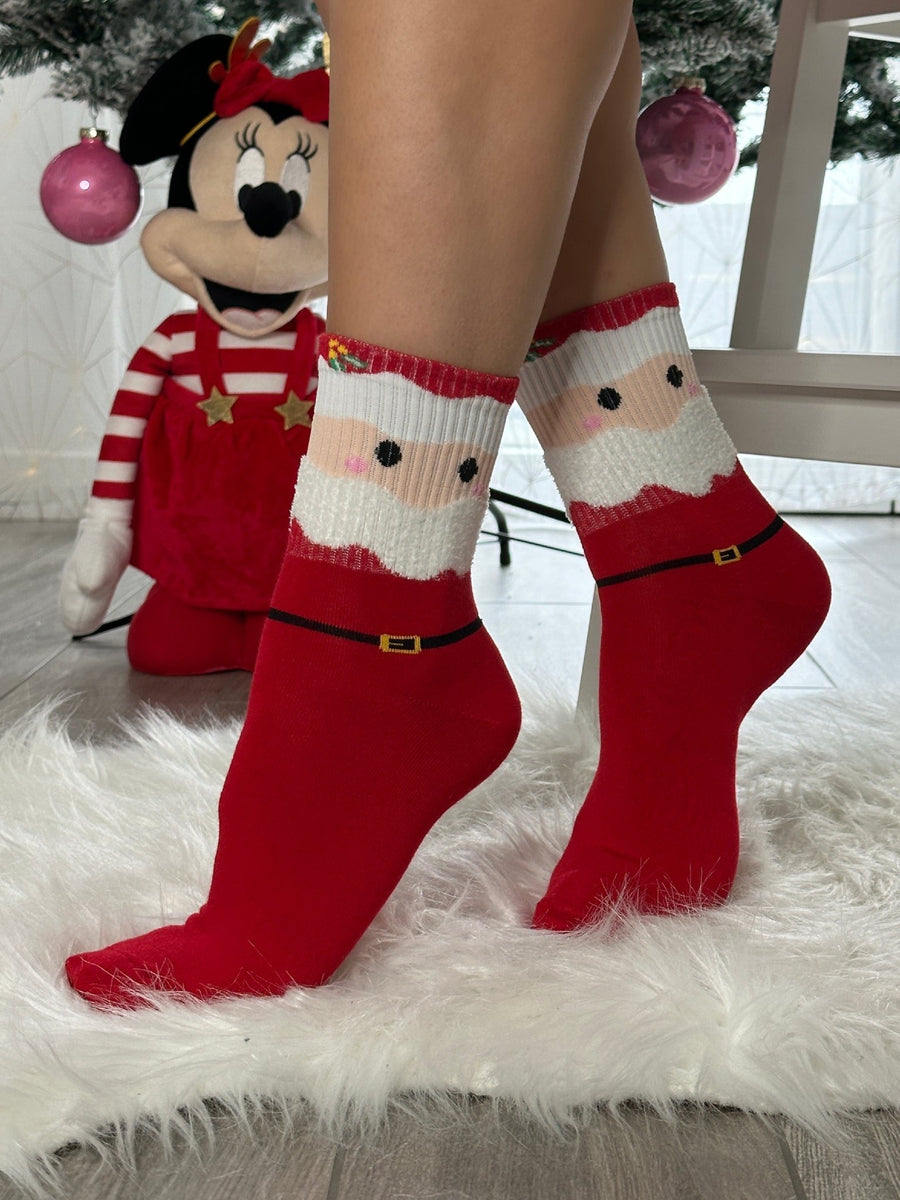 Calzini natalizi rossi con Babbo Natale
