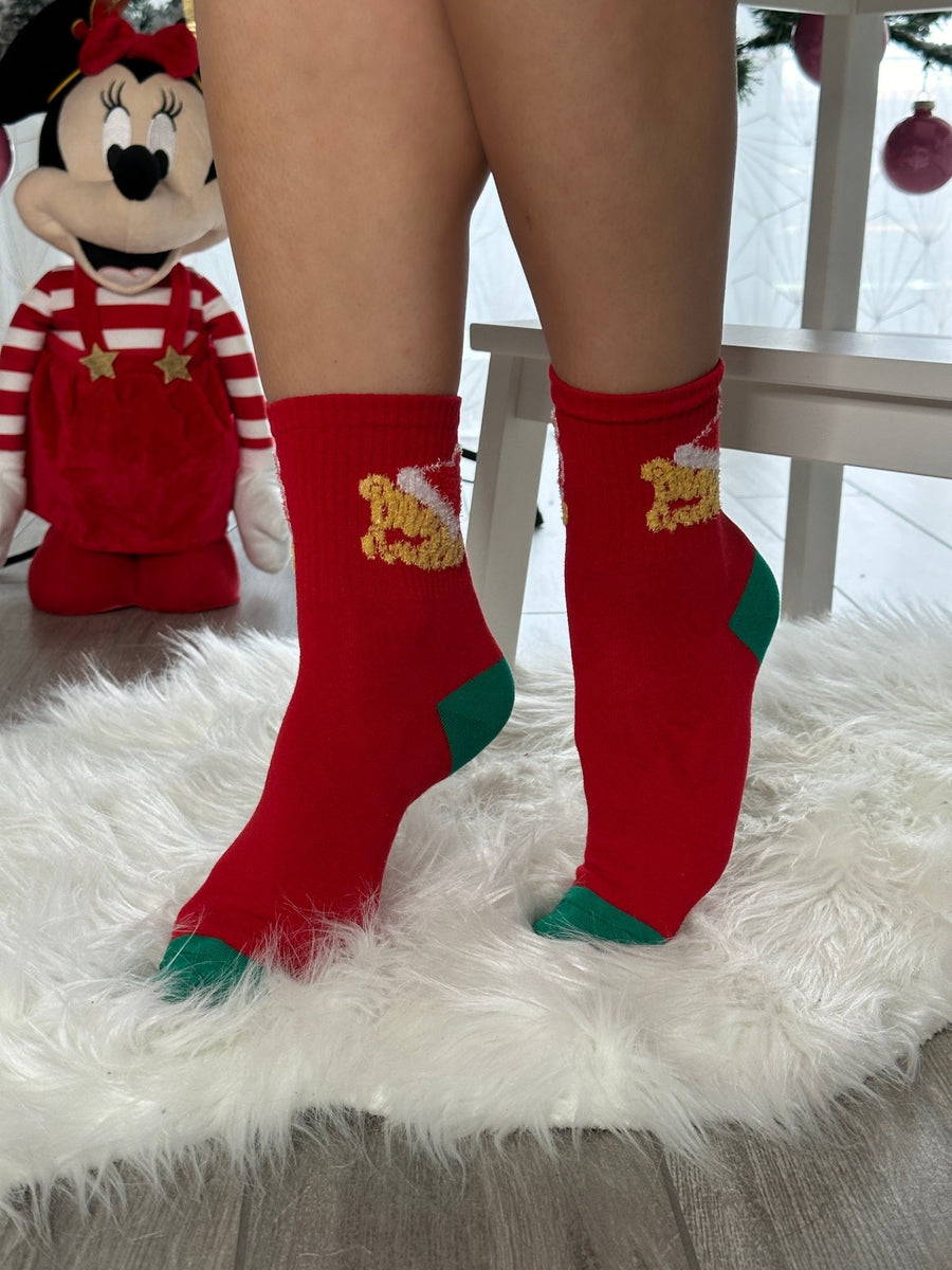 Calzini natalizi rossi con cappello di Babbo Natale – alternate