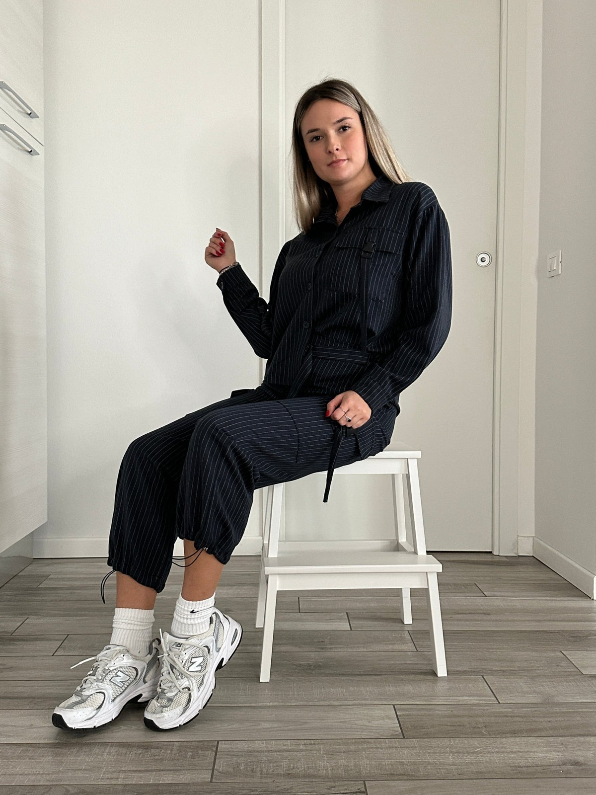 Camicia a righe effetto gessato con tasca - Follie by Alice