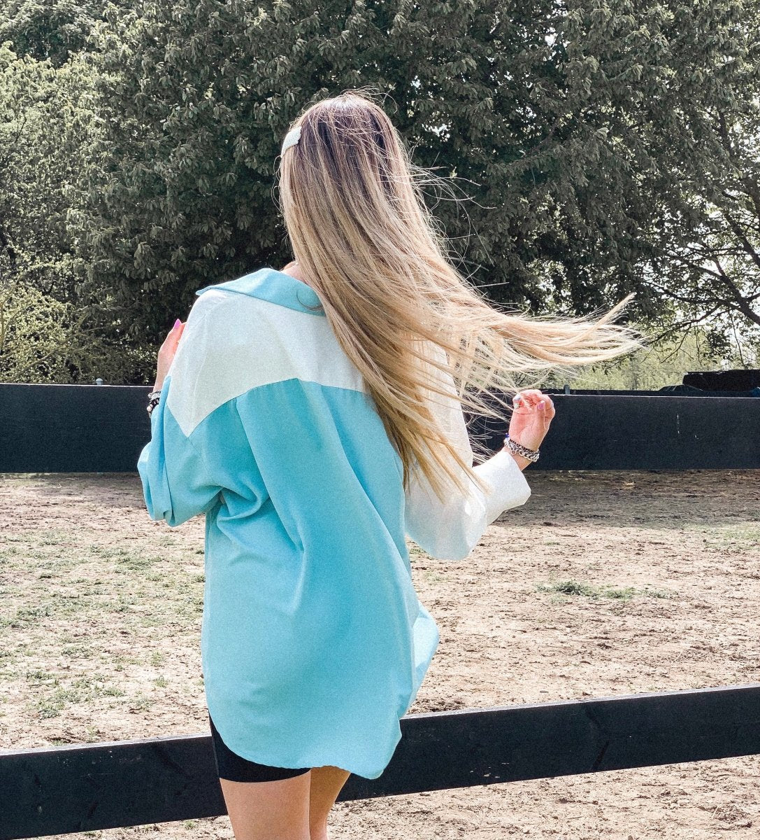 Camicia bicolor bianca e azzurra - Follie by Alice