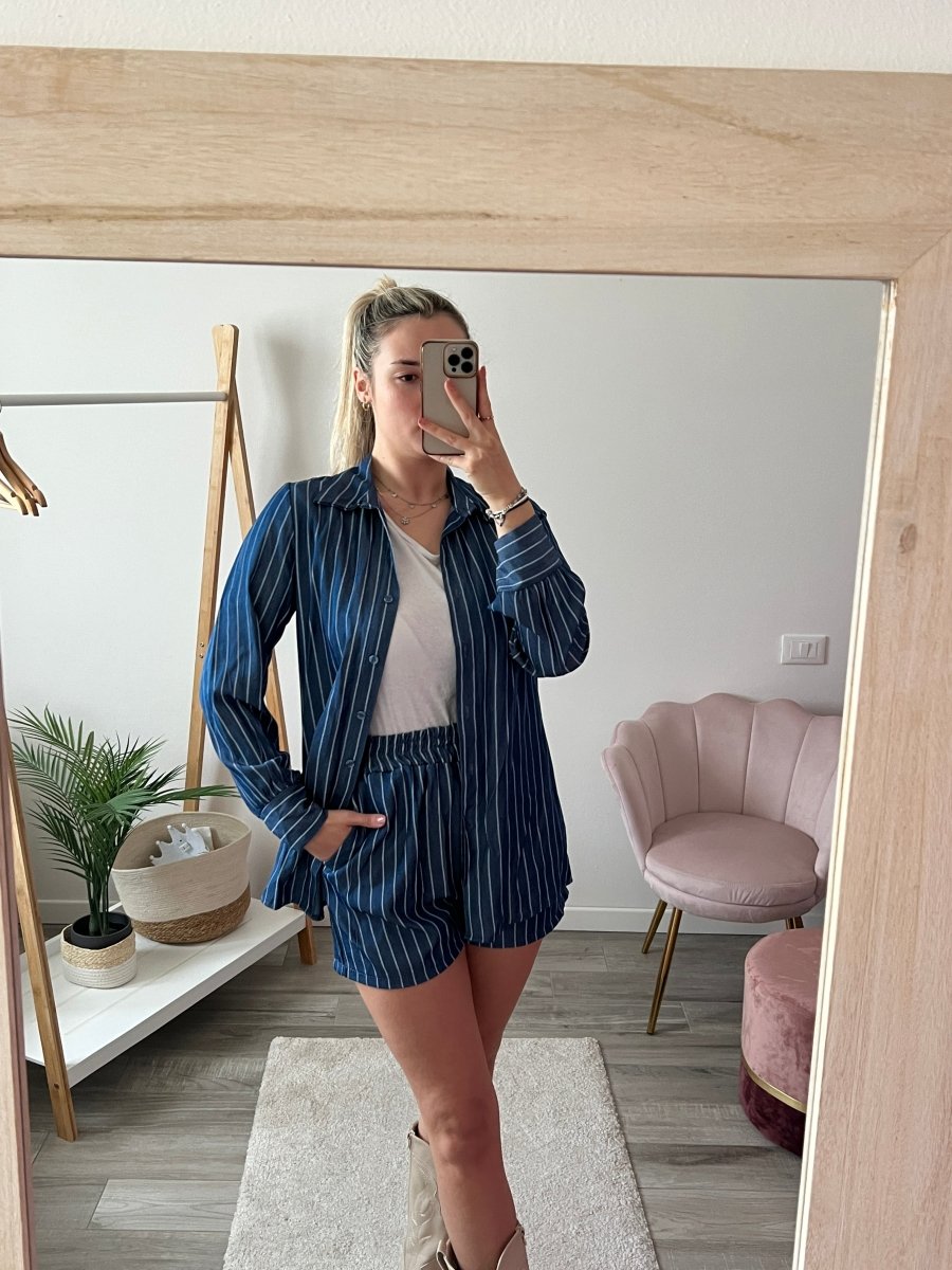 Camicia blu jeans a righe - Follie by Alice