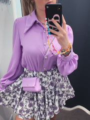 Camicia lilla con borsetta a tracolla abbinata - Follie by Alice