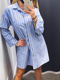 Camicia lunga a righe blu e bianche - Follie by Alice