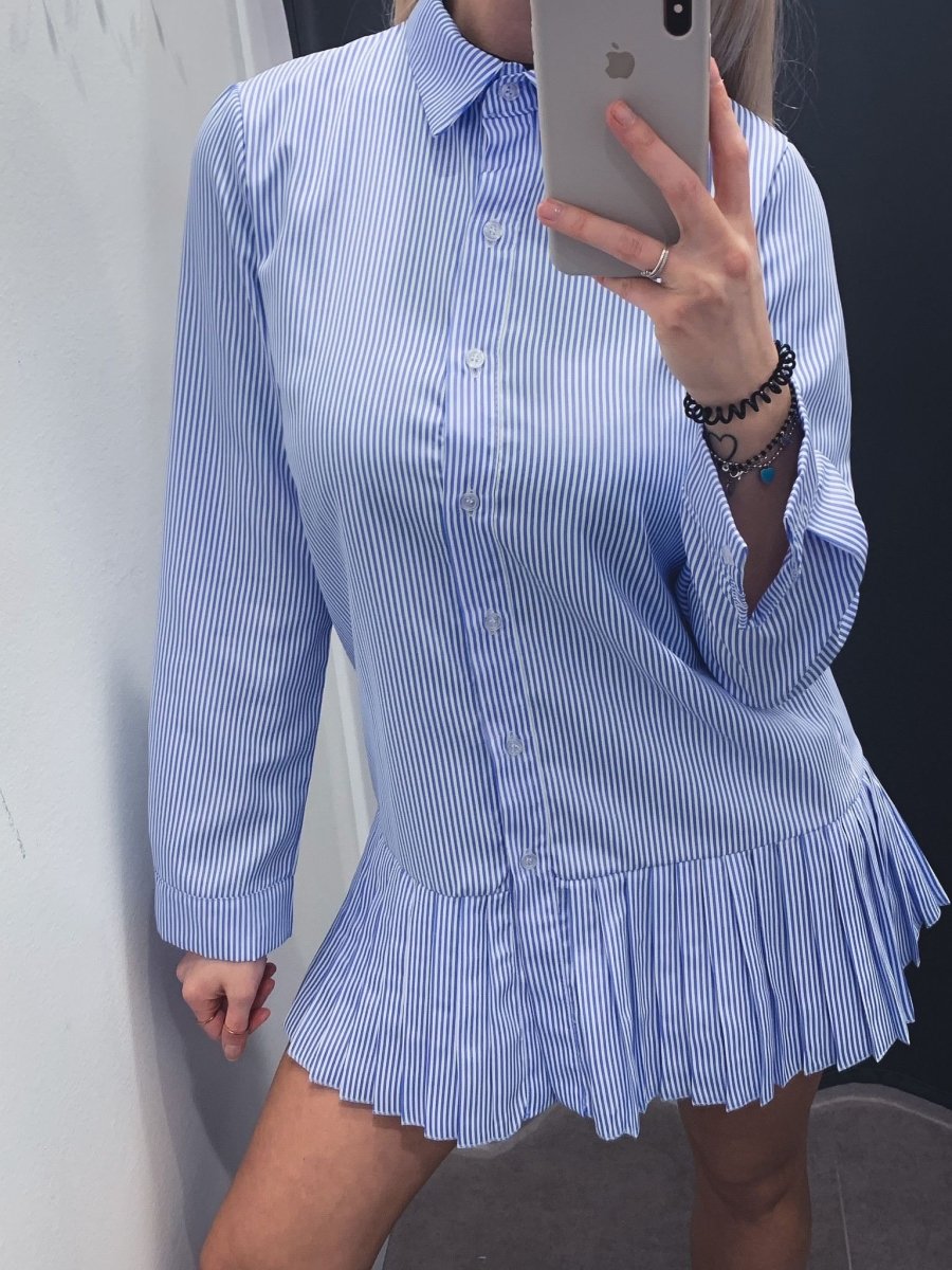 Camicia lunga a righe con orlo plissettato - Follie by Alice