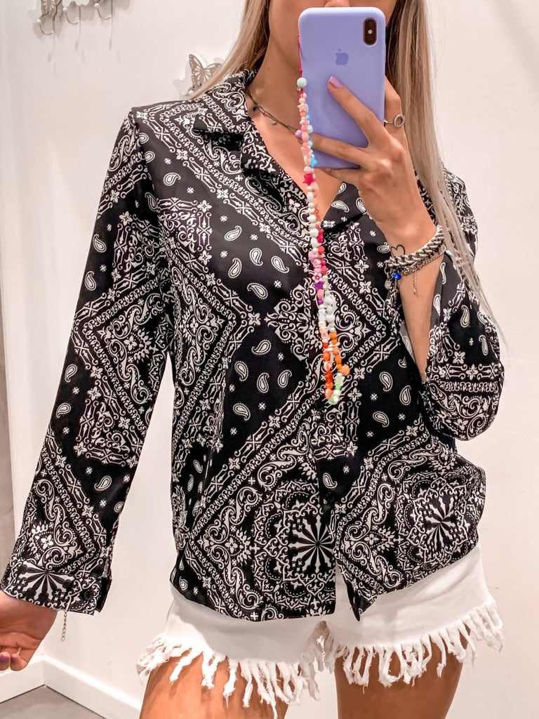 Camicia nera con fantasia bandana Follie by Alice