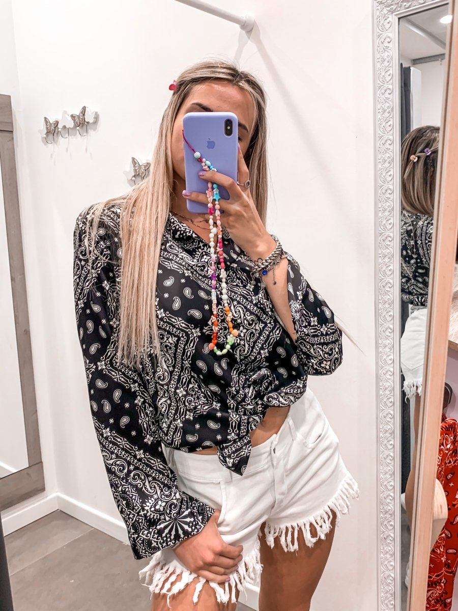 Camicia nera con fantasia bandana Follie by Alice