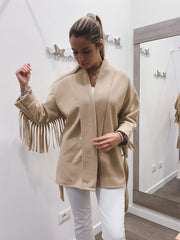 Cappotto beige con frange - Follie by Alice