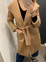 Cappotto beige scamosciato con imbottitura interna - Follie by Alice