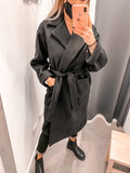 Cappotto nero con cintura - Follie by Alice