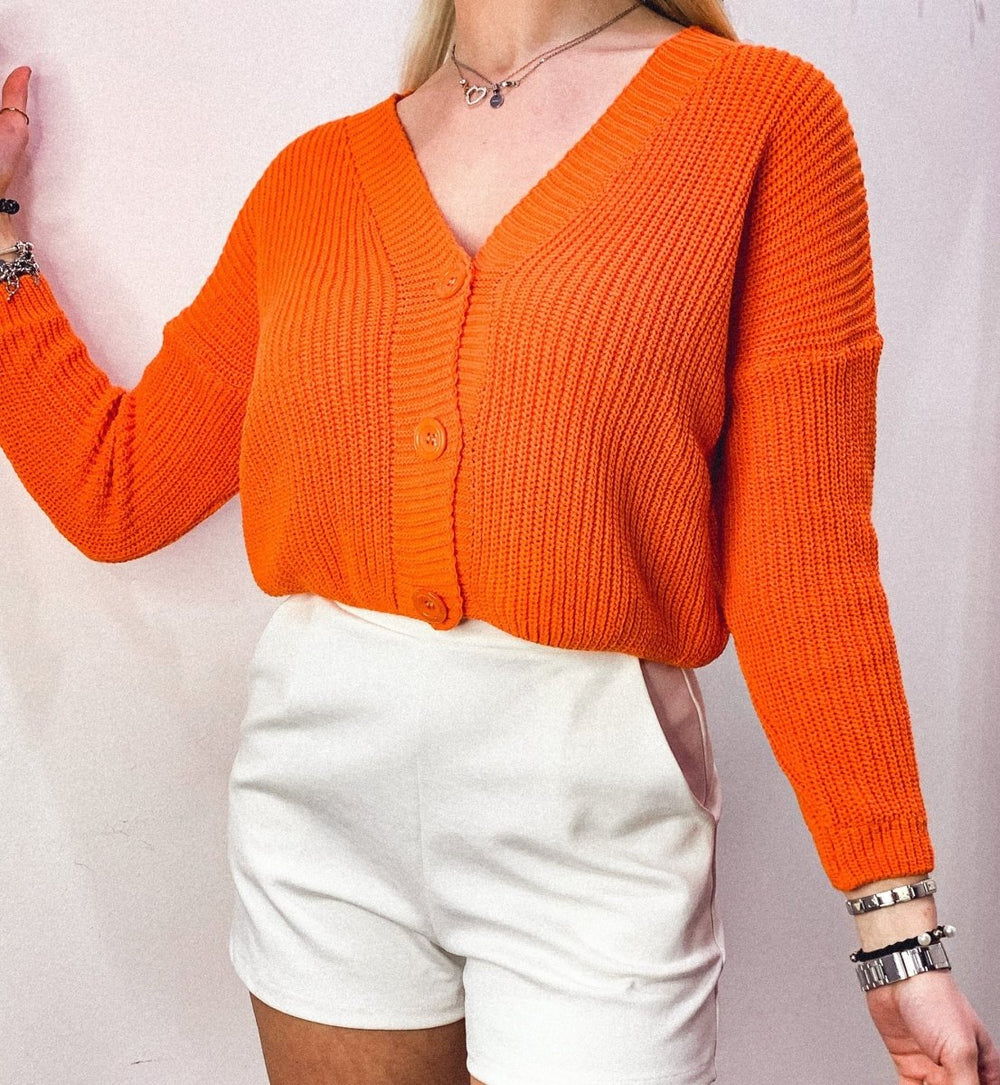 Cardigan arancione in maglia - Follie by Alice