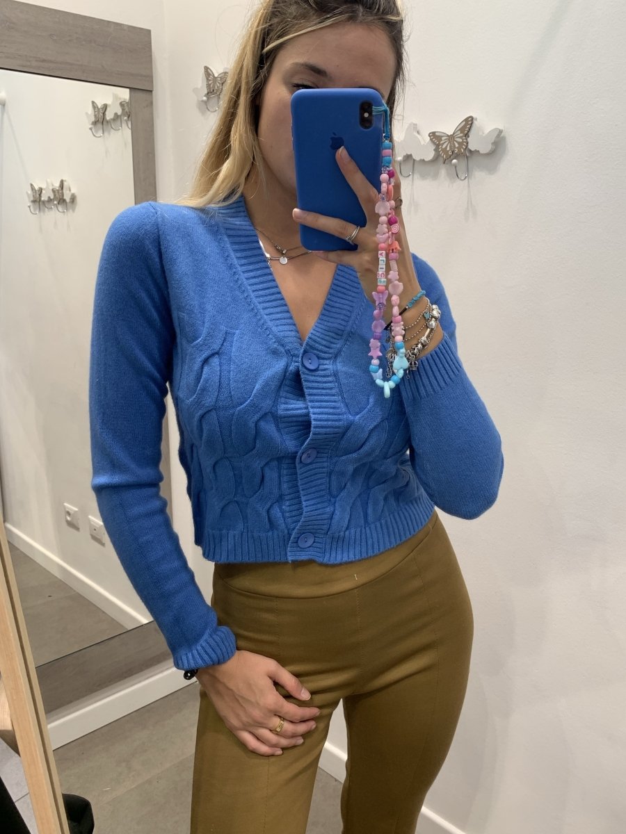 Cardigan azzurro a trecce - Follie by Alice
