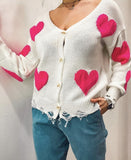 Cardigan bianco con cuori fucsia - Follie by Alice