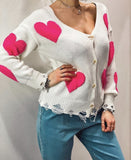 Cardigan bianco con cuori fucsia - Follie by Alice