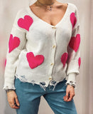 Cardigan bianco con cuori fucsia - Follie by Alice