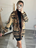 Cardigan marrone fantasia con frangette - Follie by Alice