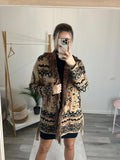 Cardigan marrone fantasia con frangette - Follie by Alice