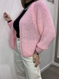 Cardigan rosa di lana con manica a palloncino - Follie by Alice