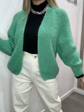 Cardigan verde di lana con manica a palloncino - Follie by Alice