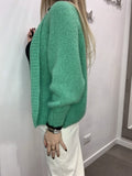 Cardigan verde di lana con manica a palloncino - Follie by Alice