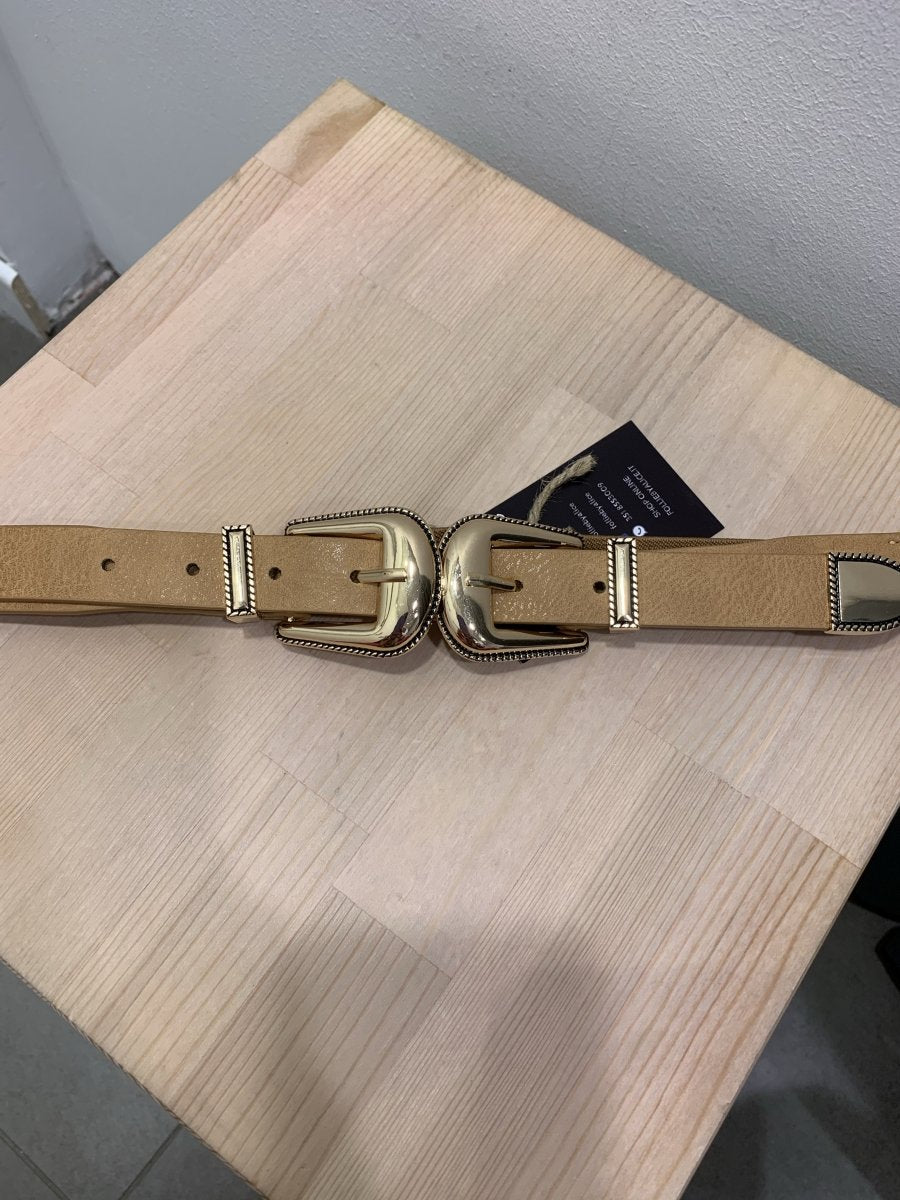 Cintura marrone con elastico e doppia fibbia oro - Follie by Alice