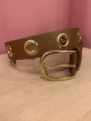 Cintura marrone con occhielli oro - Follie by Alice