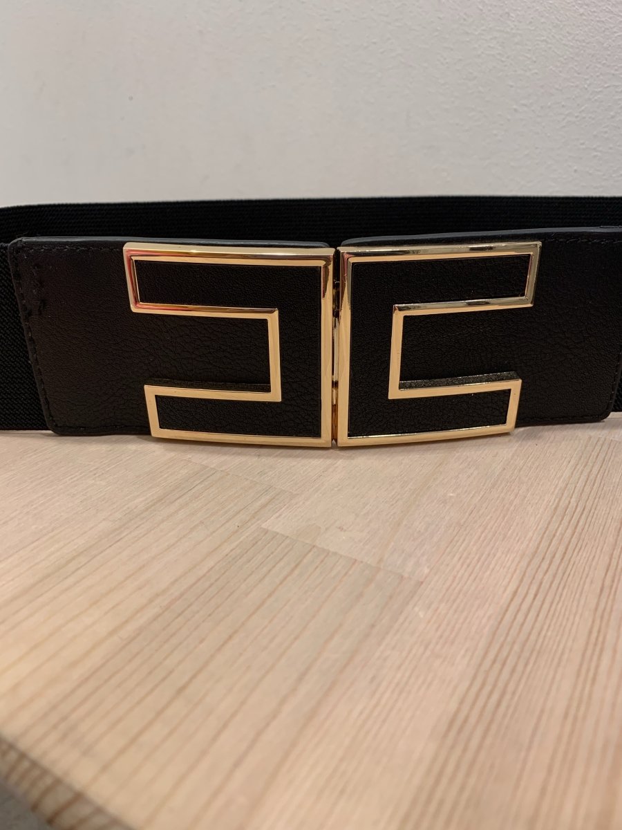 Cintura nera con elastico e fibbia oro - Follie by Alice