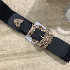 Cintura nera con elastico e fibbia oro - Follie by Alice