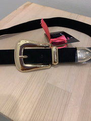 Cintura nera con elastico e fibbia western oro - Follie by Alice