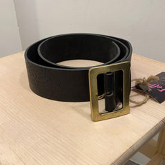 Cintura nera con fibbia grande color oro - Follie by Alice