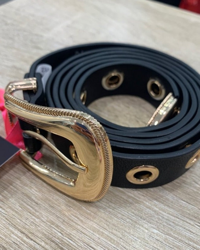 Cintura nera con occhielli argento - Follie by Alice