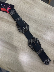 Cintura nera elasticizzata con borchiette - Follie by Alice