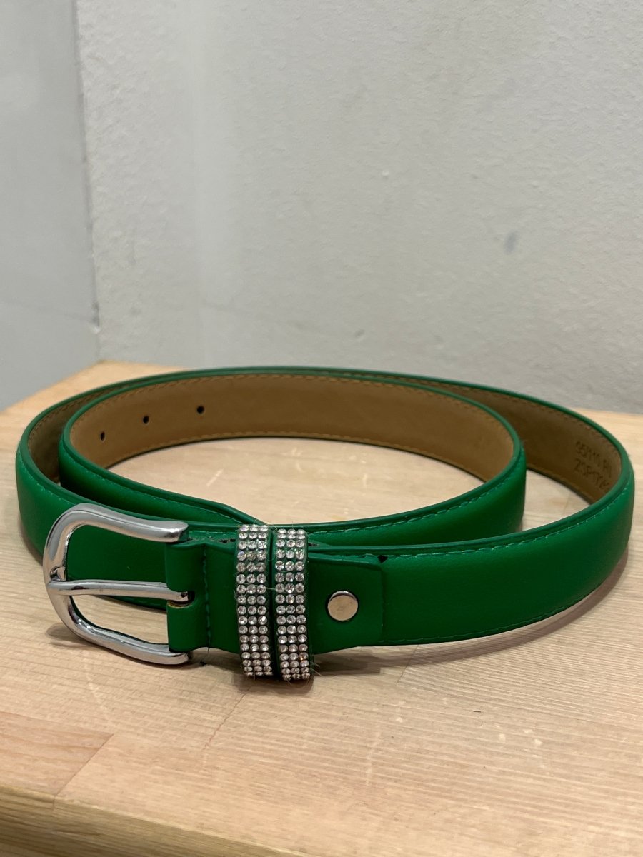 Cintura verde con fibbia in metallo con strass – alternate