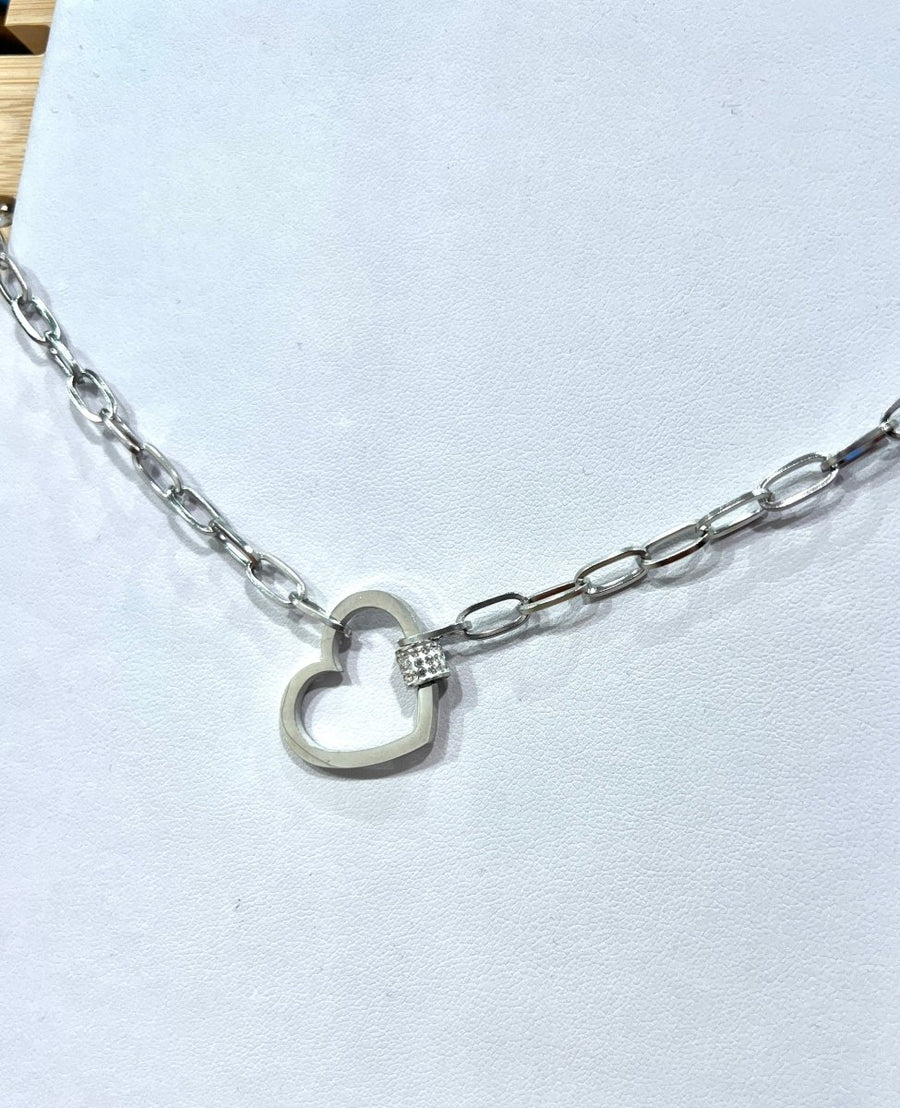 Collana a catena con cuore e strass
