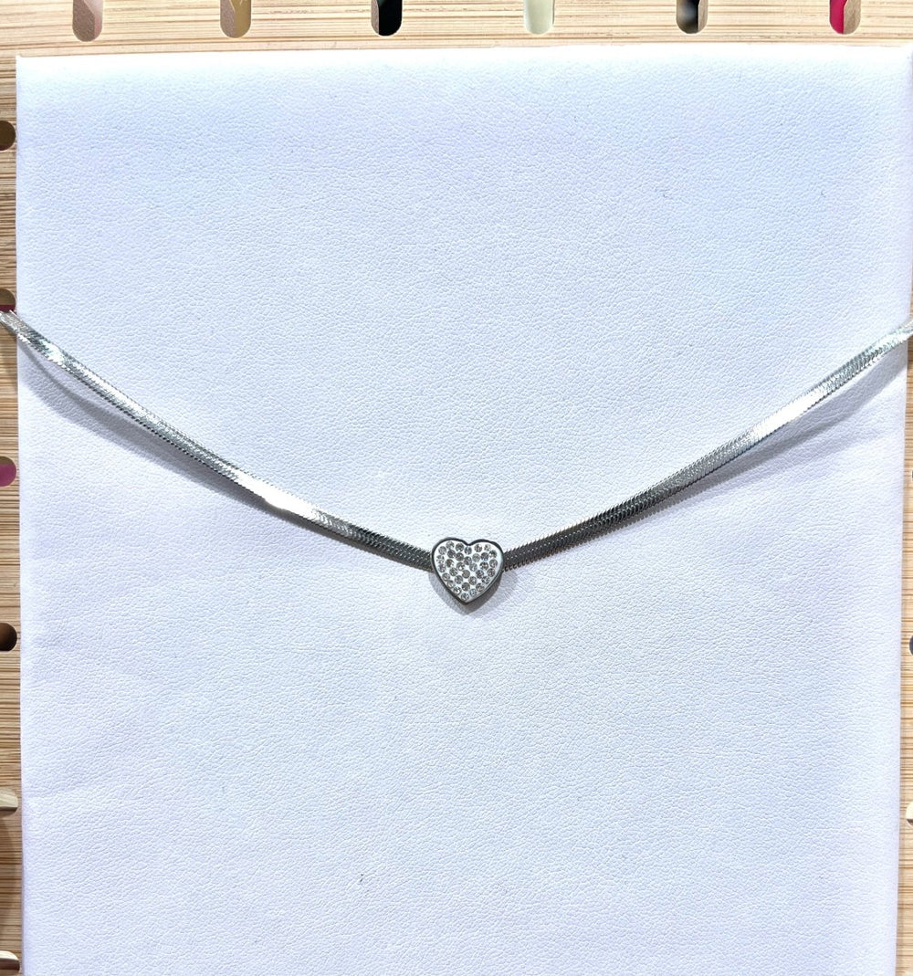 Collana argento con cuore e strass - Follie by Alice