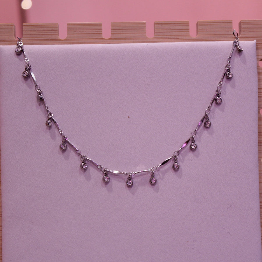Collana argento con perline di strass – alternate