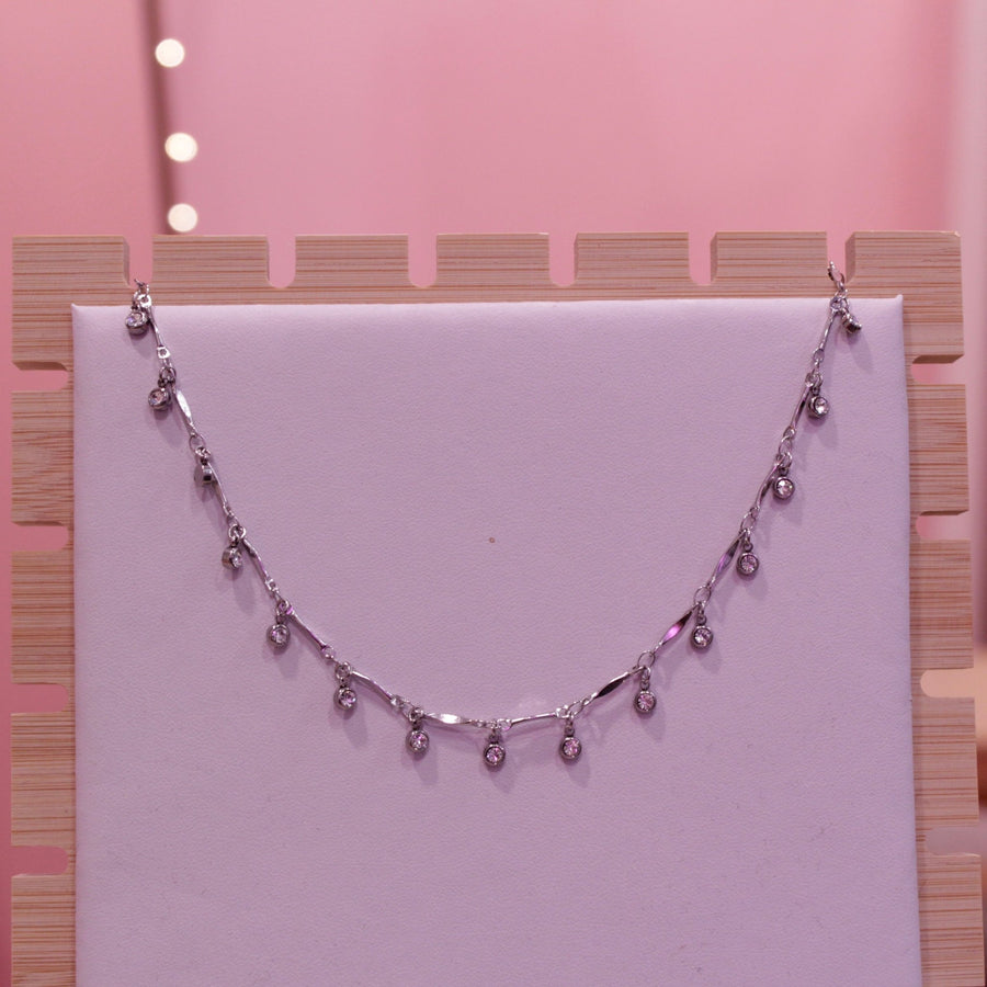 Collana argento con perline di strass